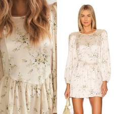 LOVESHACKFANCY Garcia Floral Mini Dress in Canary Yellow Sz 8