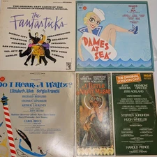x4 LOT Off-Broadway Musicals LP 33 RPM VG+ Sondheim Fantasticks Dames L7