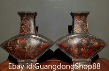 9.6" Marked Old China Bronze Gilt Dynasty Palace Flower Bottle Vase Pair