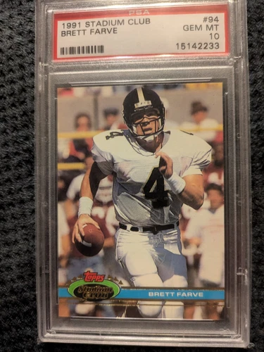1991 Stadium Club #94 Brett Favre RC ROOKIE HOF Atlanta Falcons PSA 10 GEM MINT