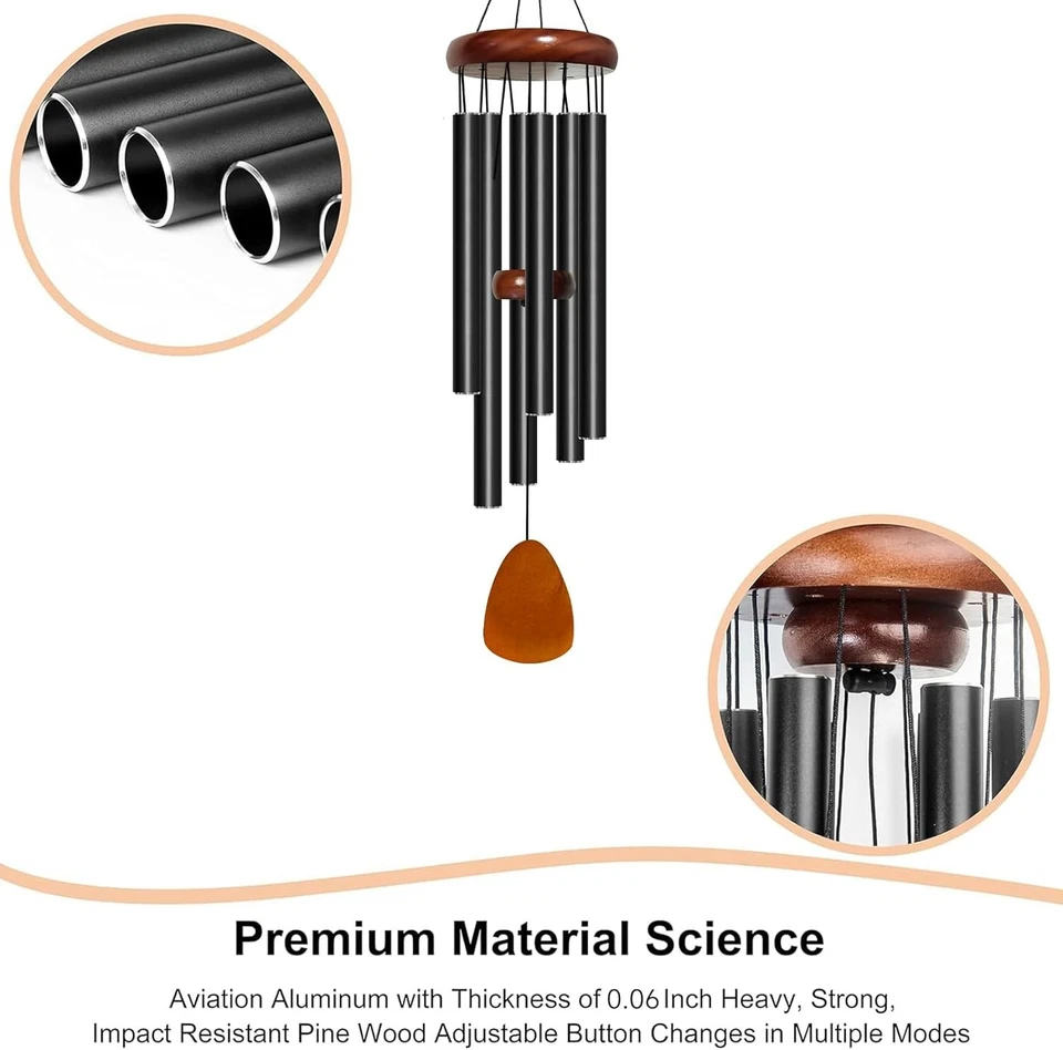 Campanas de viento grandes tonos profundos capilla campanas 6 tubos exterior jardín decoración del hogar regalo Foto 2 de 4