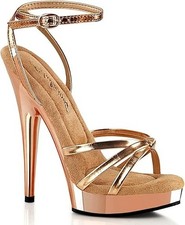 Sandalia Pleaser SULTRY-638 plataforma envolvente correa anudada, oro rosa metálico