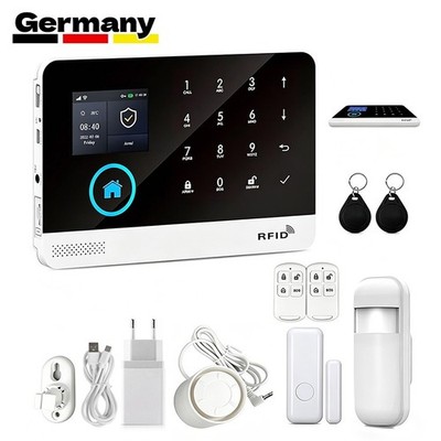Komplettes Alarmsystem WLAN GSM Drahtloses Alarmanlage Haus Wohnung RFID Tuya