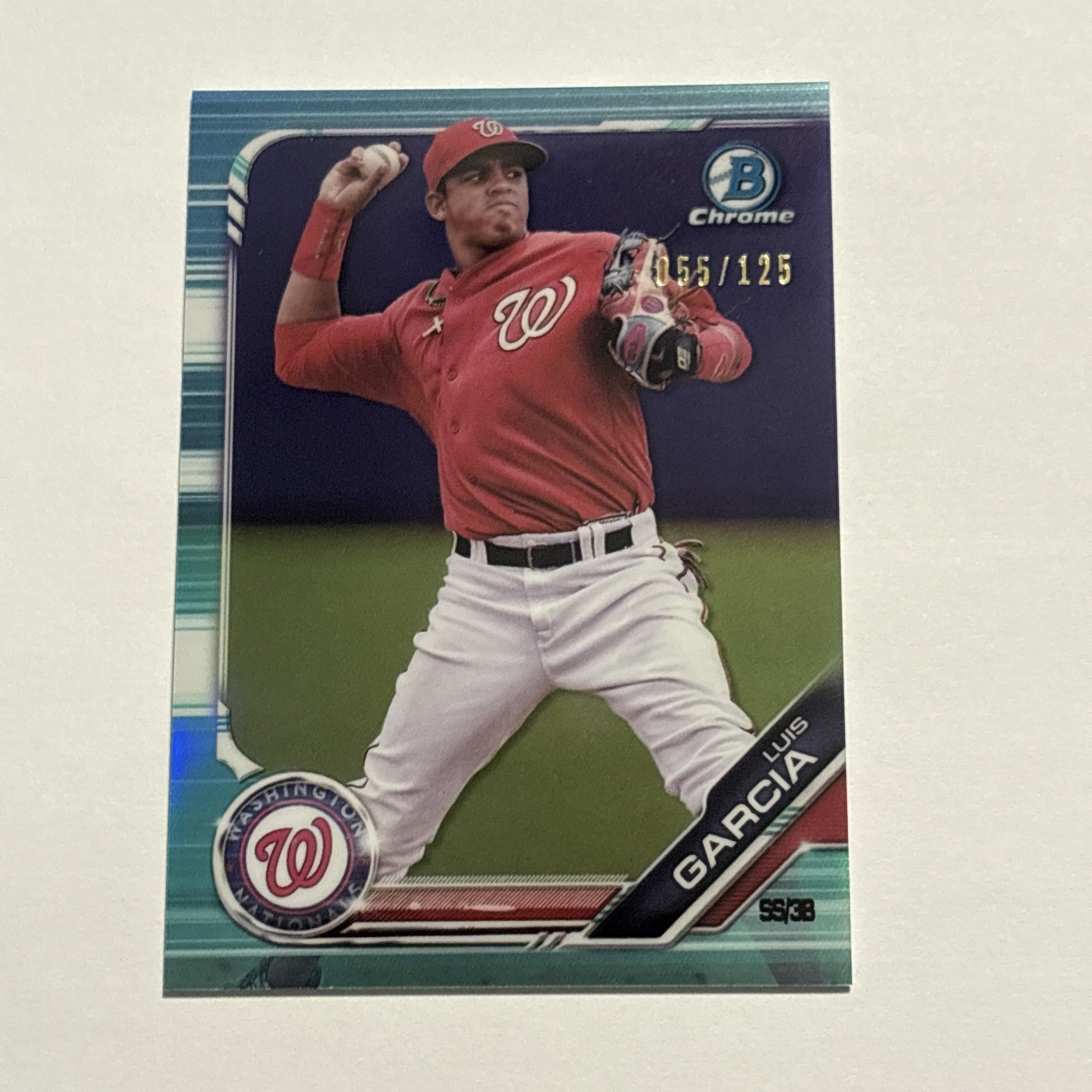 Luis Garcia 2019 Bowman Chrome Prospects Aqua Refractor #BCP64 Nationals /125