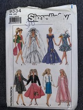 Vintage 80  s Fashion Doll Clothes Sewing Pattern - Simplicity 9334
