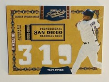 2008 Playoff Prime Cuts Tony Gwynn 82/99 Jersey Patch Career Stolen Bases