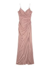 Azazie Women's Pink Ruched Sleeveless Maxi Dress Size A0 NWT