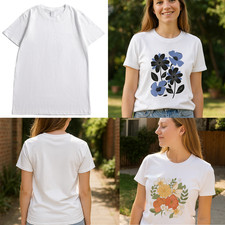 Women's Graphic Tees Short Sleeve Summer Tops Flower Print Crew Neck T Shirts