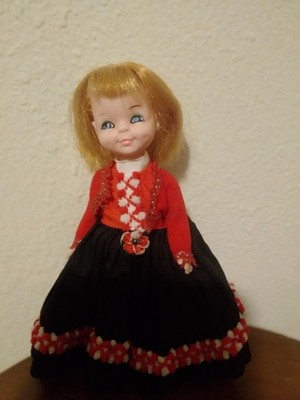 Vintage 60s 70s Doll Hong Kong 6'' Blonde Blue Eye Petticoat Skirt Plastic 