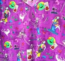 Women's Purple, Nightmare Before Christmas Scrub by Disney-Size Medium