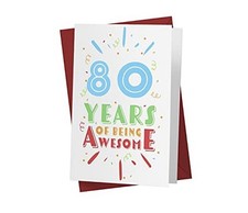 Funny 80th Birthday Card for Men Women - Large 5.5x8.5 inch 80 Years Old