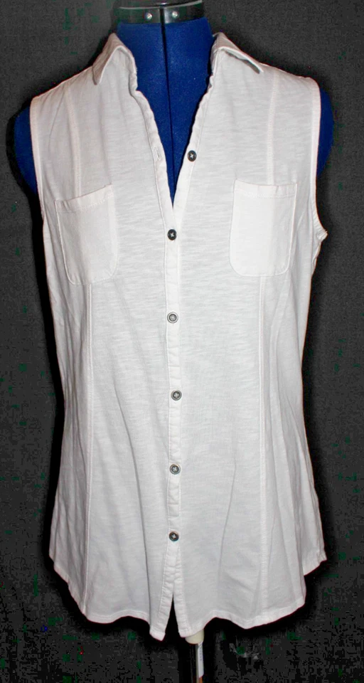 Top para mujer Great Northwest Indigo talla L blanco sin mangas con botones Foto 2 de 4