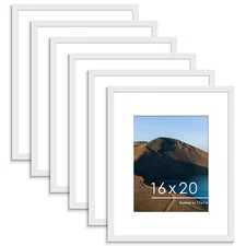 PEALSN 16x20 Picture Frame Set of 6, Display Pictures 11 x 14 with Mat or 16 ...