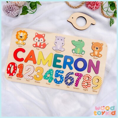 Personalized Name Puzzles for 2 Year Old Girls Unique Montessori Toys, Sensory