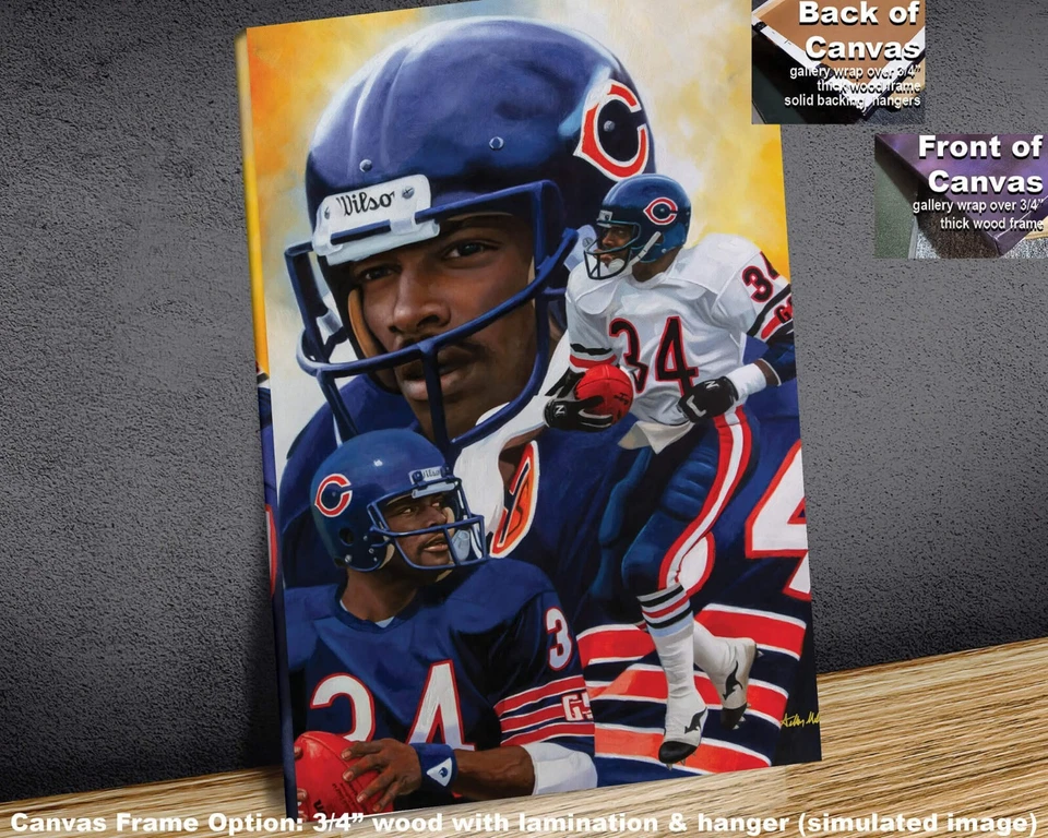 Impresión de arte de pared de fútbol americano de Walter Payton Running Back Chicago Bears NFL 1AM3 Foto 3 de 4