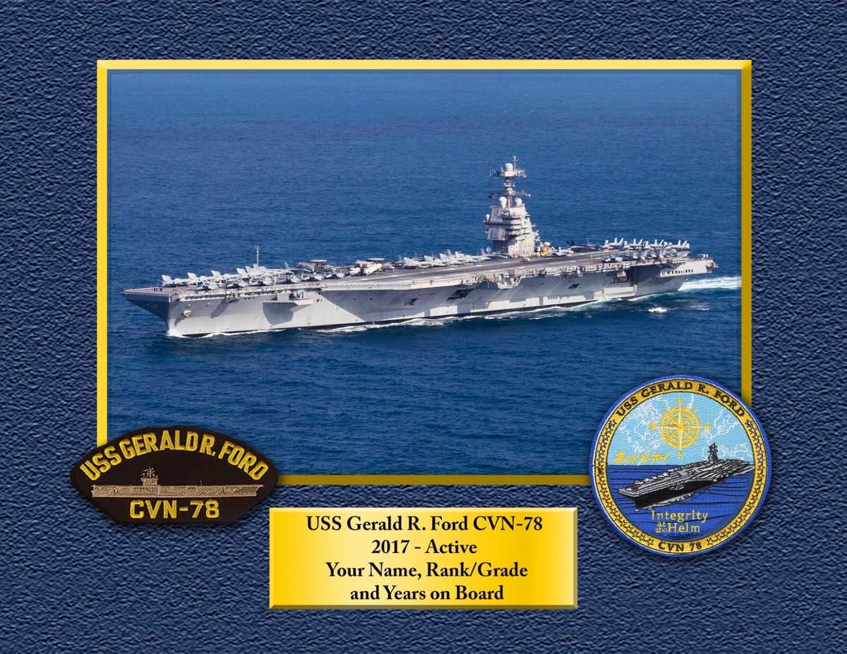 USS Gerald R. Ford CVN-78 Side View Custom Personalized Print of