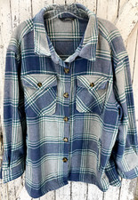 Shacket Brand Womens Green Plaid Shacket 2xl Button Up Heavy Shirt