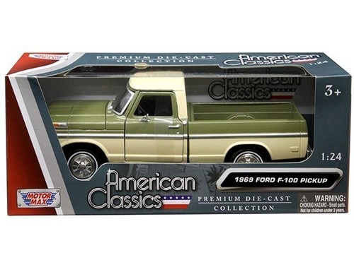 1969 Ford F-100 Pickup Truck Light Green and Cream 1/24 MOTORMAX 79315