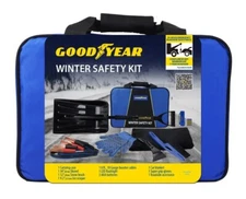 GOODYEAR WINTER SAFETY KIT - Blanket, 8ft Booster Cables, LED Flashlight, Shovel