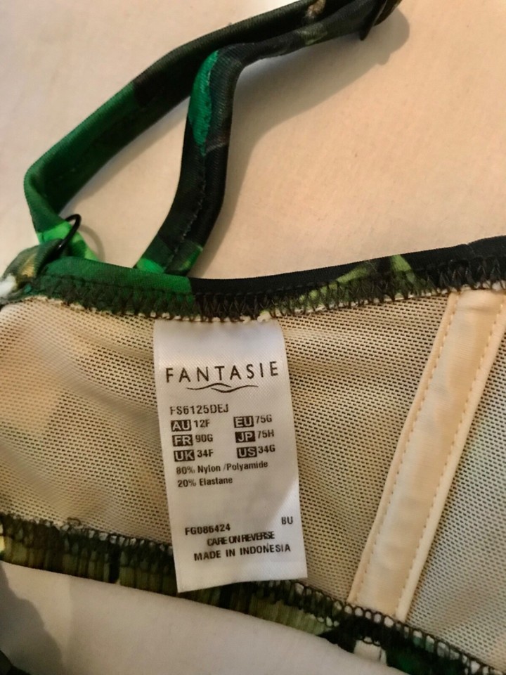 Fantasie Kuranda Full Cup Bikini top 34F Deep Jungle 6124 eBay