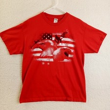 Alstyle Eagle and U.S. Flag T-Shirt Adult Large Short Sleeve Red Cotton