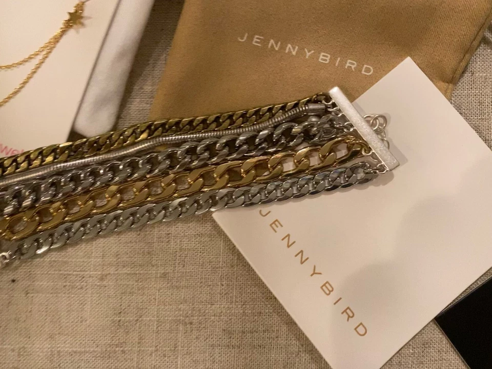 Jenny BIRD 镀金、银色和铂金奥斯汀 CUFF 手镯 8 英寸 + 更多物品 — 第 4/4 张图片