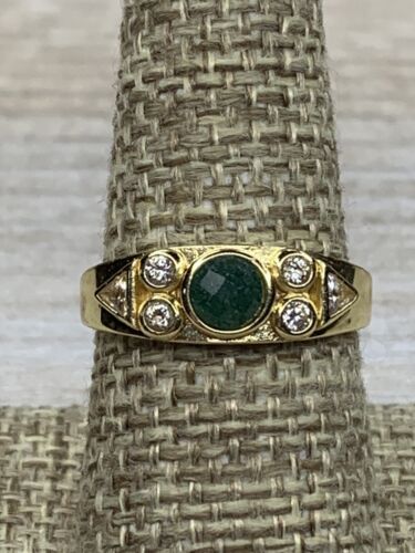 Bomb Party Ring. Size 8. Green Aventurine & Topaz. Gold Plated. Lab-Created. - Picture 1 of 10