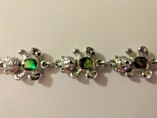 Bracelet 9 Teddy Bears ea w/Different Colored Stone on Tummy 7.25"L x 0.60"W NEW