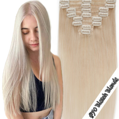 #Ombre Balayage Clip In Real Remi Hair Full Head 100% Human Hair Extensions/Remi