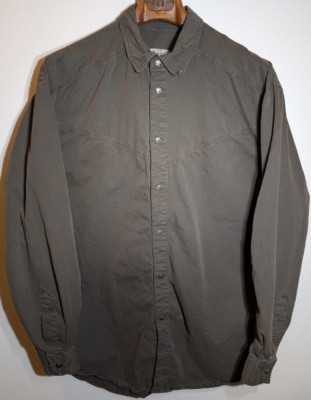 Robert Comstock Metal Snap Western Shirt Men's XL Olive Green Cotton