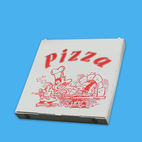 50-200 Pizzakartons Pizzaboxen weiß "Pizzabäcker" Kraft verschiedene Größen