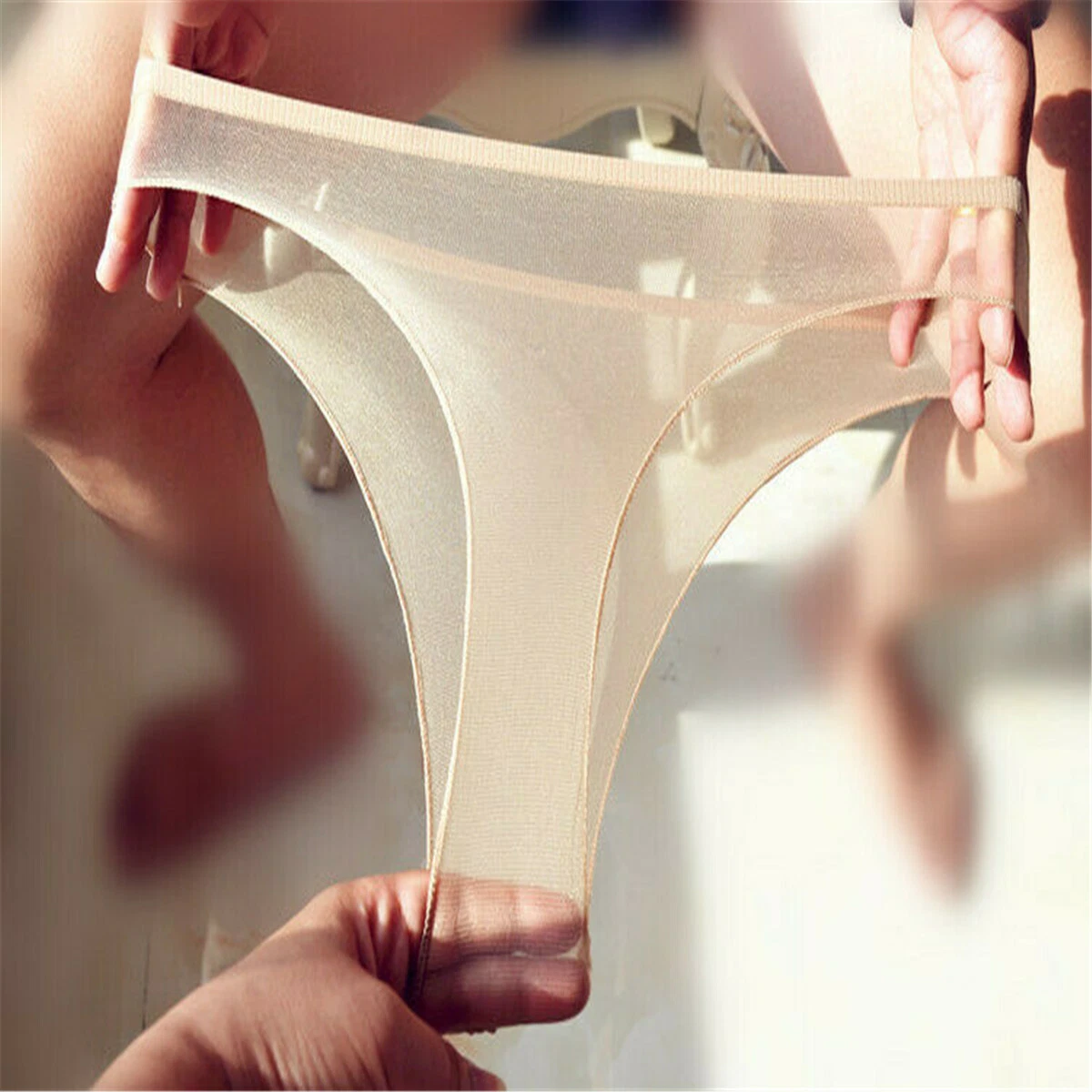 Women Mesh Sheer Thong Ultra-thin Panties See-through Underwear Knicker  Briefs