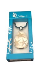Key Ring- SEA LIFE  pear shaped- three starfish - clear background