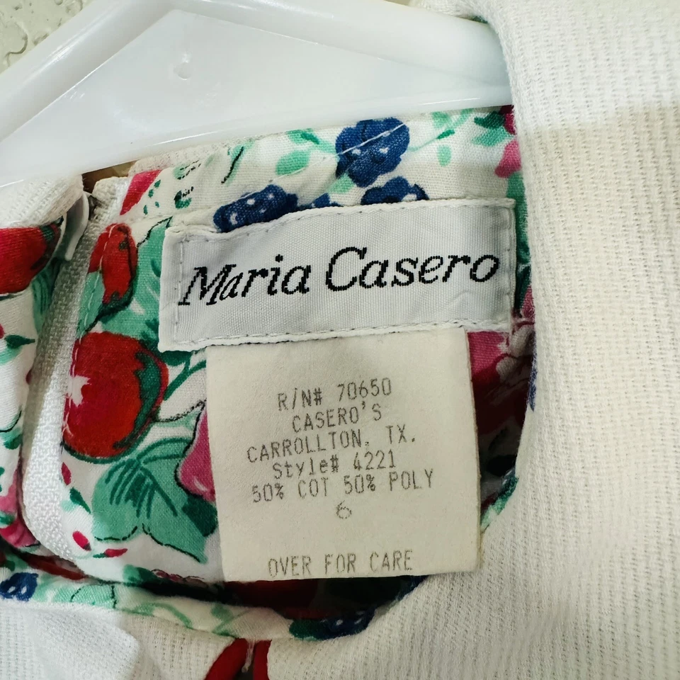 Maria Casero Floral Shift Dress Peter Pan Collar Padded Shoulders Girls Size 6 - Image 4 of 4