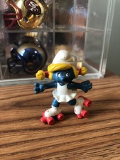Smurfs Roller-Skate Smurfette 20126 Vintage Peyo PVC Figurine 1980 Hong Kong 