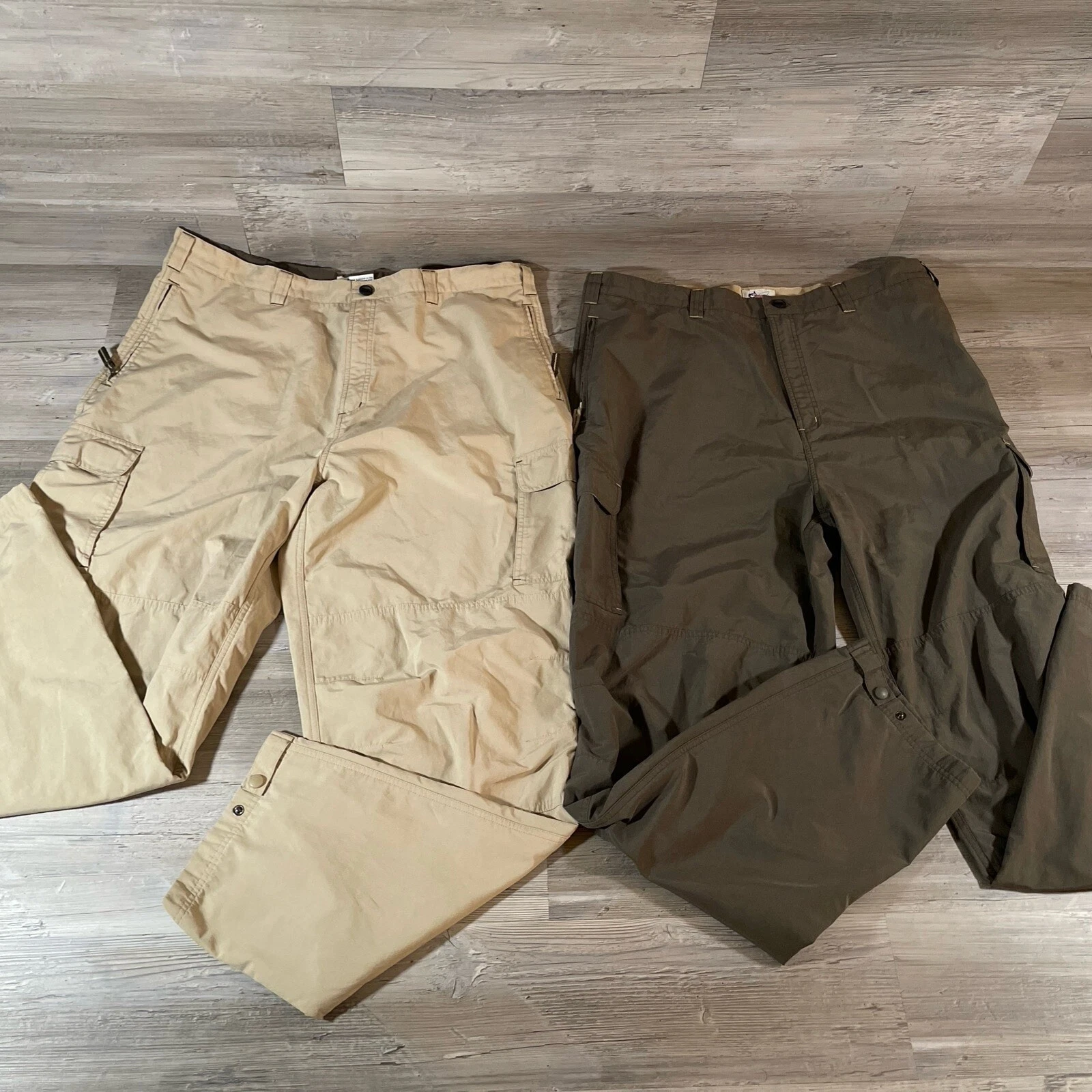 2 Pairs World Wide Sportsman Pants Mens Fishing Outdoors Hiking Mesh Lined 42x34