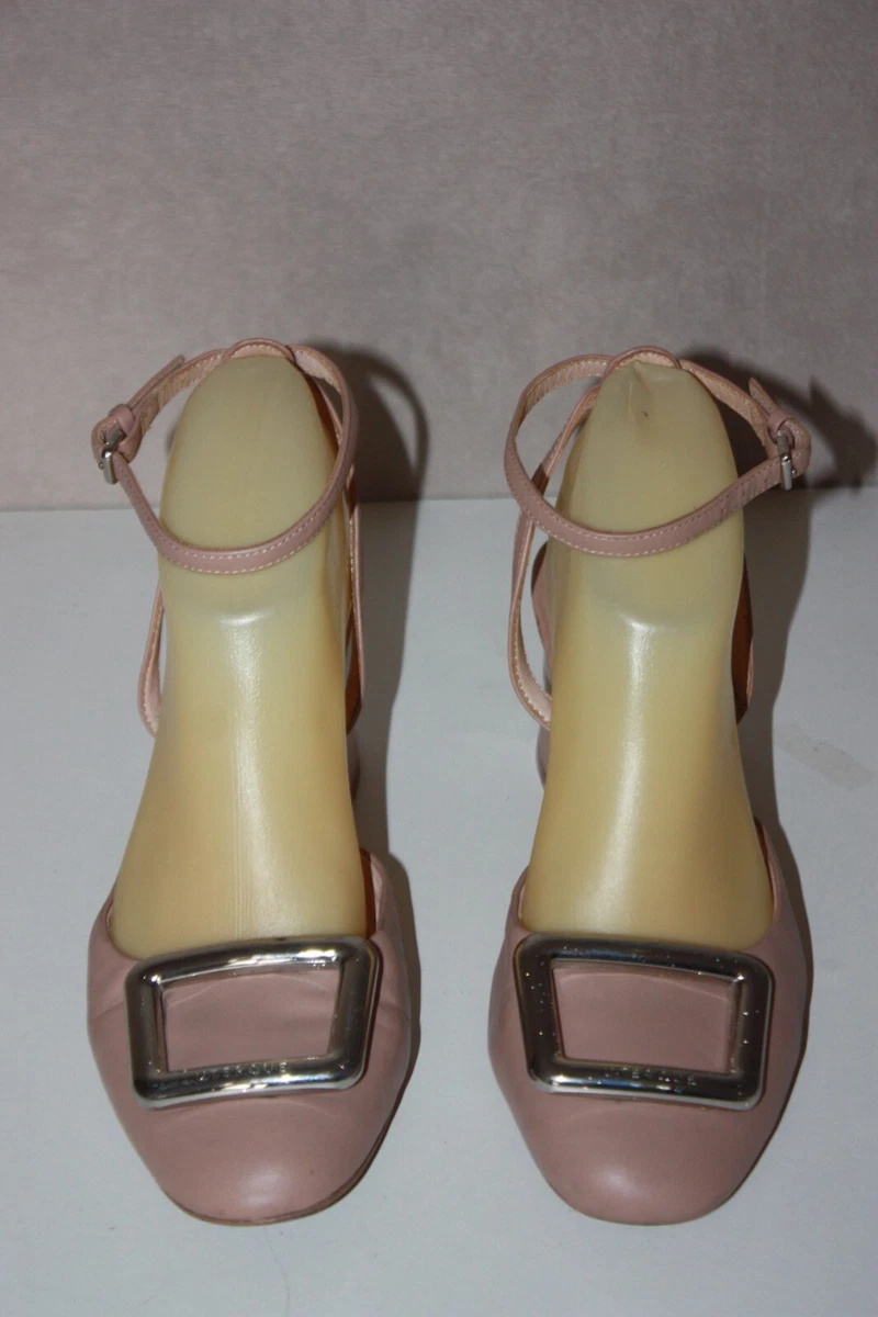 Escarpins Mules Spiral Pointues Cuir Ajouré Rose Clair - Taille 37, Occasion Très Bon état