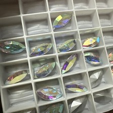 Vintage 26 Swarovski 15 x 7 mm Crystal Aurore Boreale 4200 Crystal Jewels