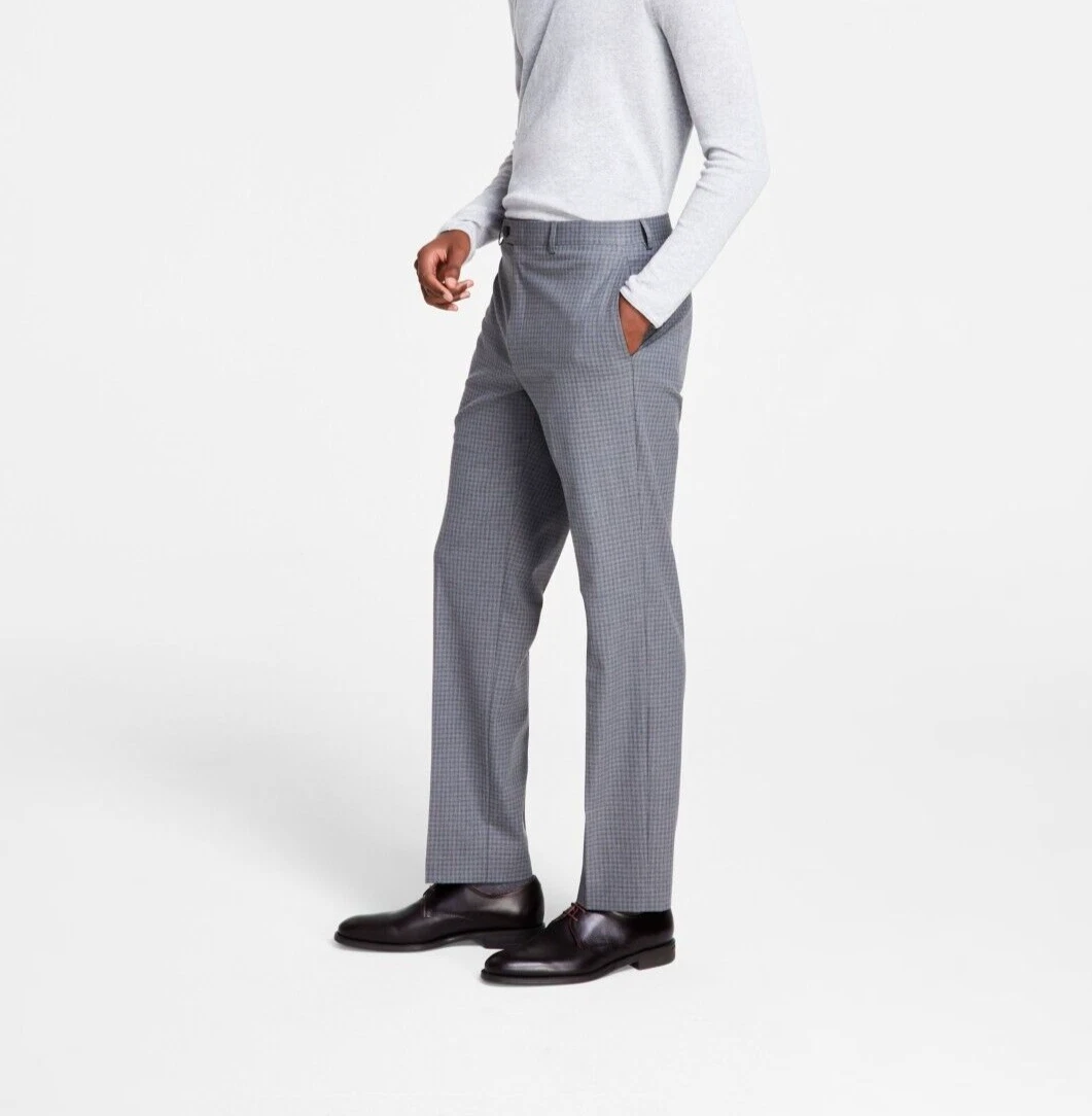 Michael Kors Men's 40x30 Classic Fit Fall Patterned Pants In Light Grey