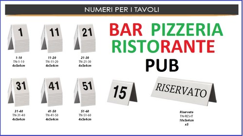 Numeri per tavoli di ristoranti o locali in genere