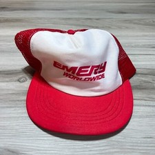 Vintage Emery Worldwide Trucker Hat Cap Mesh Back Snapback Work Wear 90s