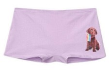 Victoria's Secret PINK Cotton Boyshort Panty M Cabana Purple with Puppy NEW NWT