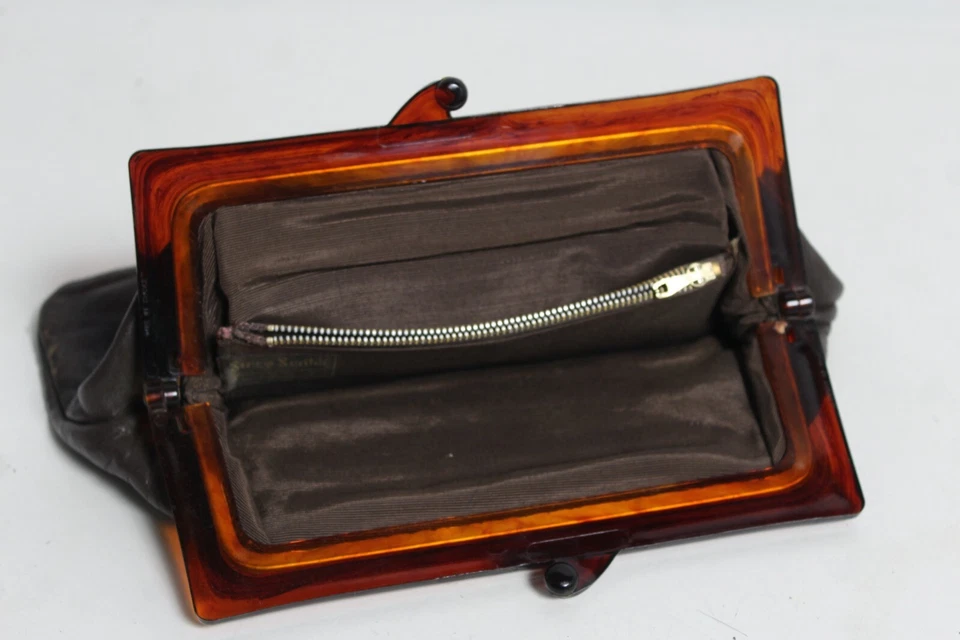 Suzy Smith Vintage Leather Clutch Bag - Grey (ba38) - Image 3 of 4