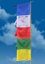 Tibetan Deities Traditional Five Colored Vertical Prayer Flags
