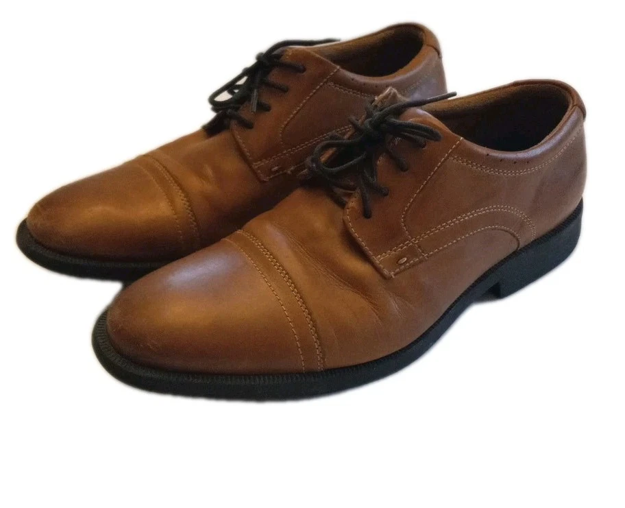 JORDAN Scarpe eleganti Nunn Bush Oxford uomo taglia 8 marroni comode tomaia in pelle gel