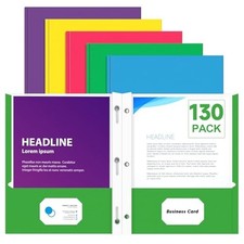 Two Pocket Folders, 130 Pack Two Pocket Folders with Assorted 5 Light Colors