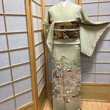 6168# Japanese Tomesode Kimono Vintage Womens Silk Fabric Robe Kimono only sold