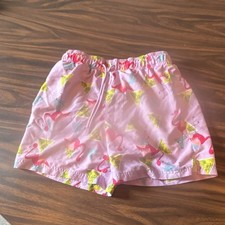 George Men's Swim Shorts Pink Flamingo Elastic Waist Drawstring M 32-34 