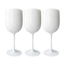 Plastic White Wine Glass: 400ml Plastic Flute, Pack of 5 Reusable Wine Glasses
