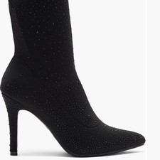 Women's Black Rhinestone Boot Heels